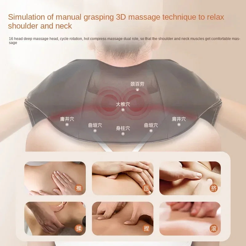 Electric Shoulder and Neck Massager with Kneading and Heat