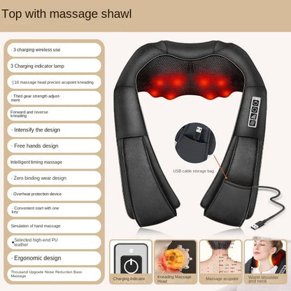 Electric Shoulder and Neck Massager with Kneading and Heat